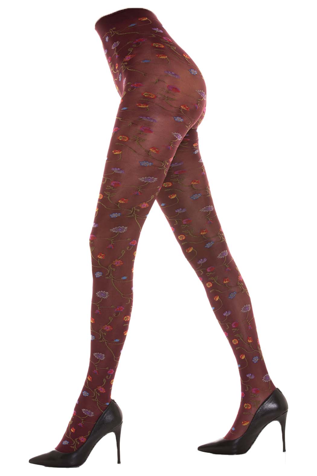 Tights with floral pattern FLEURS 80DEN