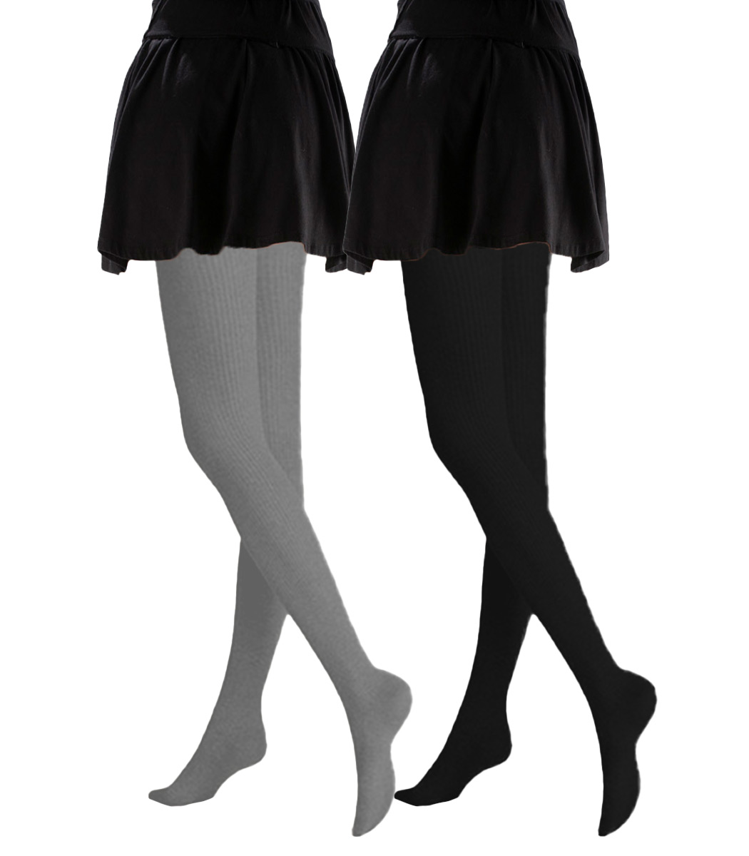Knitted tights with ribbed pattern