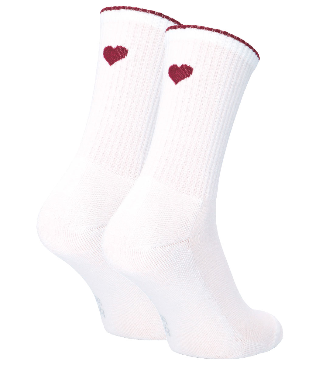 Crew sock with a cute heart on the cuff